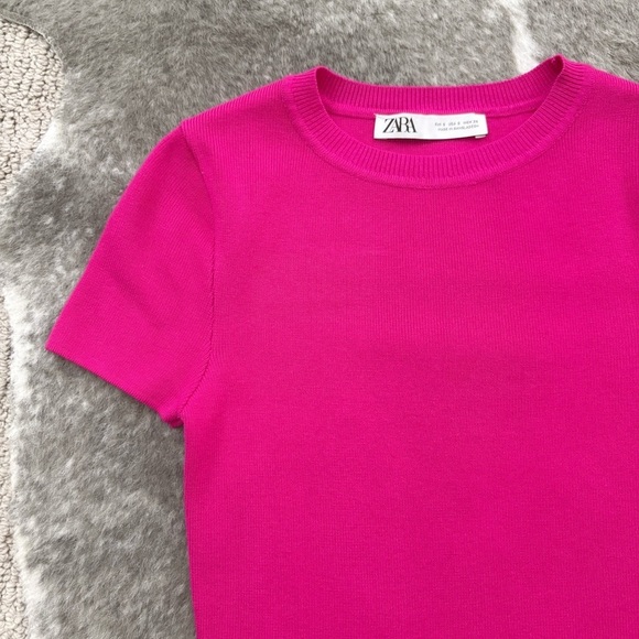 Zara Hot Pink Crop Top - Picture 2 of 10